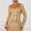 Kiyara verziertes A-Linien-Minikleid in Gold