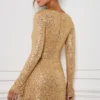 Kiyara verziertes A-Linien-Minikleid in Gold