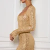 Kiyara verziertes A-Linien-Minikleid in Gold