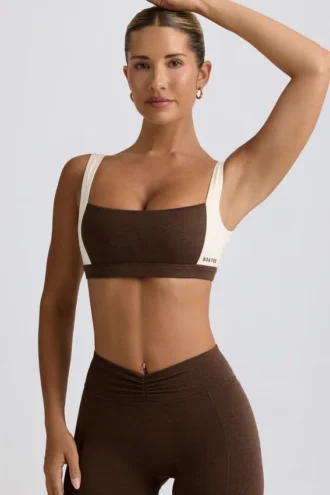 Kontrast-Sport-BH in Pecan-Melange