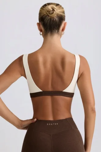 Kontrast-Sport-BH in Pecan-Melange