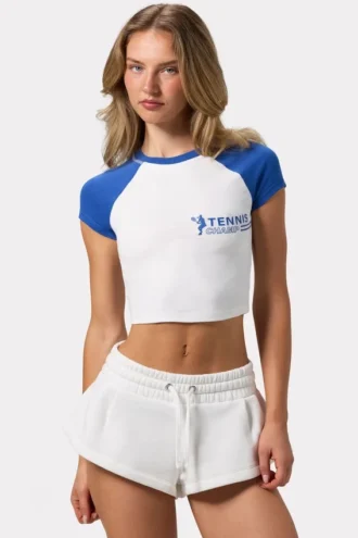 Kropp-T-Shirt mit Grafikprint in Weiß