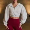 Kürzliches Sweatshirt mit Viertelreißverschluss in Grau meliert Kürzliches Sweatshirt mit Viertelreißverschluss in Grau meliert