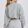 Kürzliches Sweatshirt mit Viertelreißverschluss in Grau meliert Kürzliches Sweatshirt mit Viertelreißverschluss in Grau meliert
