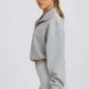 Kürzliches Sweatshirt mit Viertelreißverschluss in Grau meliert Kürzliches Sweatshirt mit Viertelreißverschluss in Grau meliert