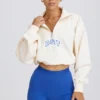 Kürzliches Sweatshirt mit Viertelreißverschluss in Weiß Kürzliches Sweatshirt mit Viertelreißverschluss in Weiß