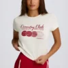 Kürzliches T-Shirt mit Grafikprint in Elfenbein Kürzliches T-Shirt mit Grafikprint in Elfenbein