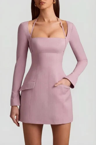 ksenia a linie minikleid mit nadelstreifen in mauve 2 330x495 - Ksenia A-Linie Minikleid mit Nadelstreifen in Mauve