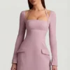 Ksenia A-Linie Minikleid mit Nadelstreifen in Mauve Ksenia A-Linie Minikleid mit Nadelstreifen in Mauve