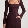 Ksenia Minikleid mit Nadelstreifen und strukturierter A-Linie in Schokoladenbraun Ksenia Minikleid mit Nadelstreifen und strukturierter A-Linie in Schokoladenbraun