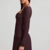 Ksenia Minikleid mit Nadelstreifen und strukturierter A-Linie in Schokoladenbraun Ksenia Minikleid mit Nadelstreifen und strukturierter A-Linie in Schokoladenbraun