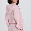 Kurzer Hoodie aus weichem Strick mit Reißverschluss in zartem Rosa