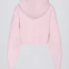 Kurzer Hoodie aus weichem Strick mit Reißverschluss in zartem Rosa