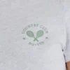 Kurzes T-Shirt mit Grafikprint in Grau meliert