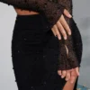 La Desirade Crop-Top mit verziertem Wasserfallausschnitt in Schwarz