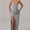 La Rochette Maxikleid mit Bandeau-Ausschnitt und Cowl-Taille in Silber La Rochette Maxikleid mit Bandeau-Ausschnitt und Cowl-Taille in Silber