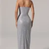 La Rochette Maxikleid mit Bandeau-Ausschnitt und Cowl-Taille in Silber La Rochette Maxikleid mit Bandeau-Ausschnitt und Cowl-Taille in Silber