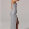 La Rochette Maxikleid mit Bandeau-Ausschnitt und Cowl-Taille in Silber La Rochette Maxikleid mit Bandeau-Ausschnitt und Cowl-Taille in Silber