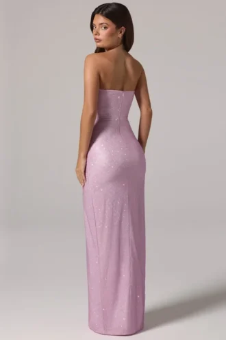 La Rochette Verziertes Bandeau-Maxikleid mit Cowl-Taille in Rosa