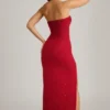 La Rochette Verziertes, trägerloses Maxikleid mit Wasserfallausschnitt in True Red La Rochette Verziertes, trägerloses Maxikleid mit Wasserfallausschnitt in True Red