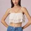 Lacie Rüschen-Crop-Oberteil in Elfenbein