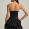 Laela Satin-Minikleid mit Ballonrock und Korsett in Schwarz