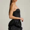 Laela Satin-Minikleid mit Ballonrock und Korsett in Schwarz