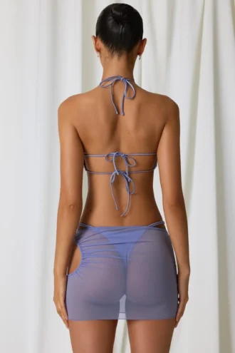 Lagoon Minirock mit Kordelzug und Cut-outs in Lavendel-Lila