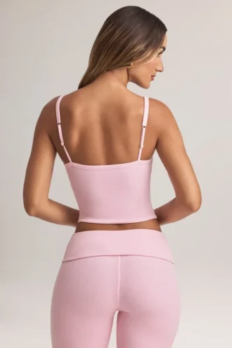 Lai Modal-Oberteil mit quadratischem Ausschnitt in Pastellrosa
