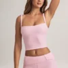 Lai Modal-Oberteil mit quadratischem Ausschnitt in Pastellrosa