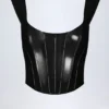 Lamiya Vinyl-Korsett-Oberteil mit Schnürung in Schwarz Lamiya Vinyl-Korsett-Oberteil mit Schnürung in Schwarz