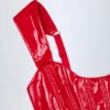 Lamiya Vinyl-Schnürkorsett-Oberteil in Feuerrot Lamiya Vinyl-Schnürkorsett-Oberteil in Feuerrot