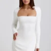 Lana Minikleid aus geripptem Modal mit Spitzenbesatz in Weiß Lana Minikleid aus geripptem Modal mit Spitzenbesatz in Weiß