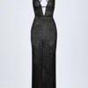 Lanai verziertes rückenfreies Maxikleid in Schwarz Lanai verziertes rückenfreies Maxikleid in Schwarz