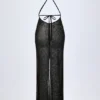 Lanai verziertes rückenfreies Maxikleid in Schwarz Lanai verziertes rückenfreies Maxikleid in Schwarz