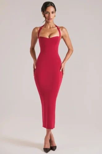 Landen Halterneck Midaxi-Kleid in Kirschrot Landen Halterneck Midaxi-Kleid in Kirschrot