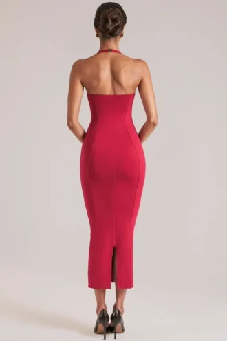 Landen Halterneck Midaxi-Kleid in Kirschrot Landen Halterneck Midaxi-Kleid in Kirschrot