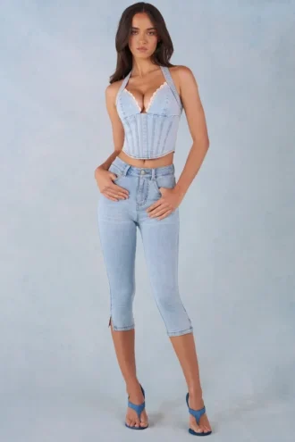 Landon Capri-Jeans aus hellem Denim mit mittlerer Leibhöhe
