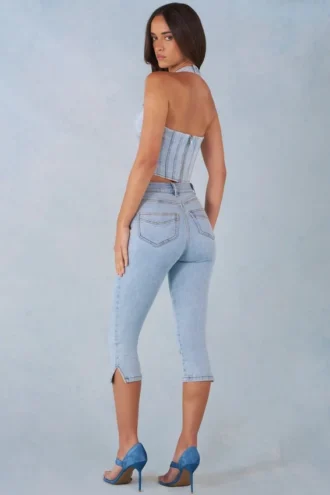 Landon Capri-Jeans aus hellem Denim mit mittlerer Leibhöhe