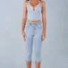 Landon Capri-Jeans aus hellem Denim mit mittlerer Leibhöhe Landon Capri-Jeans aus hellem Denim mit mittlerer Leibhöhe