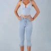 Landon Capri-Jeans aus hellem Denim mit mittlerer Leibhöhe Landon Capri-Jeans aus hellem Denim mit mittlerer Leibhöhe