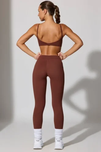 Lange Leggings mit Taschen in Braun