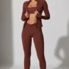 Lange Leggings mit Taschen in Braun Lange Leggings mit Taschen in Braun