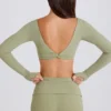 Langärmliges Crop-Top in Matcha Langärmliges Crop-Top in Matcha