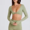 Langärmliges Crop-Top in Matcha Langärmliges Crop-Top in Matcha