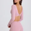 Langärmliges Crop-Top in Mauve