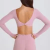 Langärmliges Crop-Top in Mauve