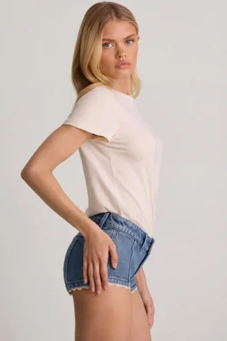 Lanori Hotpants mit niedriger Leibhöhe in Mittelblau