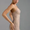 Lasma verziertes A-Linien-Minikleid mit Neckholder in Mandel
