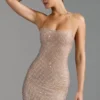 Lasma verziertes A-Linien-Minikleid mit Neckholder in Mandel